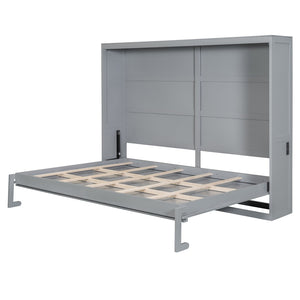 HomeRoots Gray Wood Queen Murphy Bed - Stylish Space-Saving Design with Durable Craftsmanship for Any Room 672565