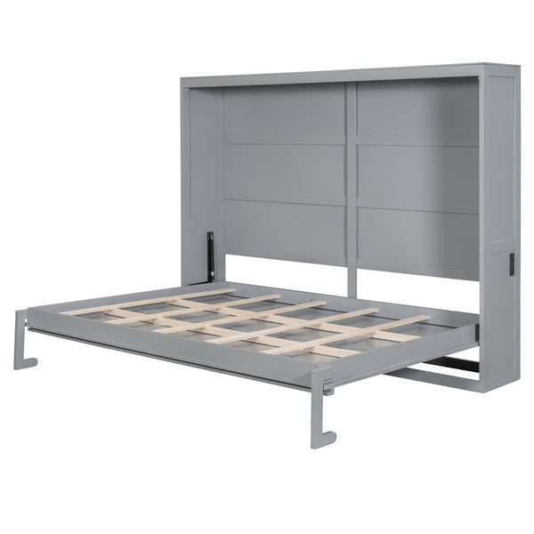 HomeRoots Gray Wood Queen Murphy Bed - Stylish Space-Saving Design with Durable Craftsmanship for Any Room 672565