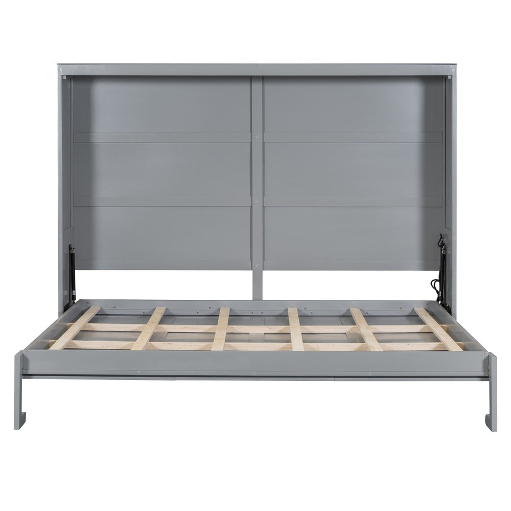 HomeRoots Gray Wood Queen Murphy Bed - Stylish Space-Saving Design with Durable Craftsmanship for Any Room 672565