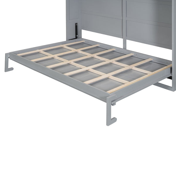 HomeRoots Gray Wood Queen Murphy Bed - Stylish Space-Saving Design with Durable Craftsmanship for Any Room 672565