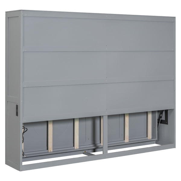 HomeRoots Gray Wood Queen Murphy Bed - Stylish Space-Saving Design with Durable Craftsmanship for Any Room 672565