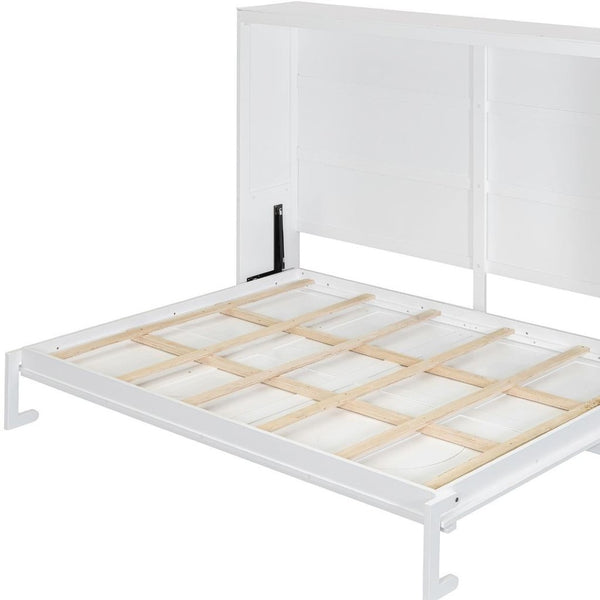 HomeRoots White Wood Queen Murphy Bed - Stylish Space-Saving Design for Guest Rooms or Studios, Durable & Elegant 672566