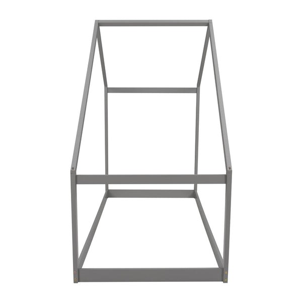 HomeRoots Gray Wood Twin Bed Frame – Modern Platform Design, Durable Support, Ideal for Small Spaces & Guests 672567