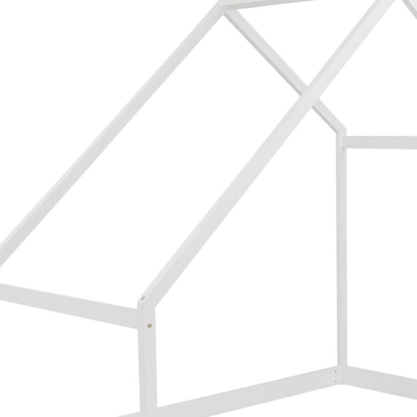 HomeRoots White Wood Twin Bed Frame - Elegant Design, Durable Construction, Easy Assembly & Modern Aesthetic! 672568