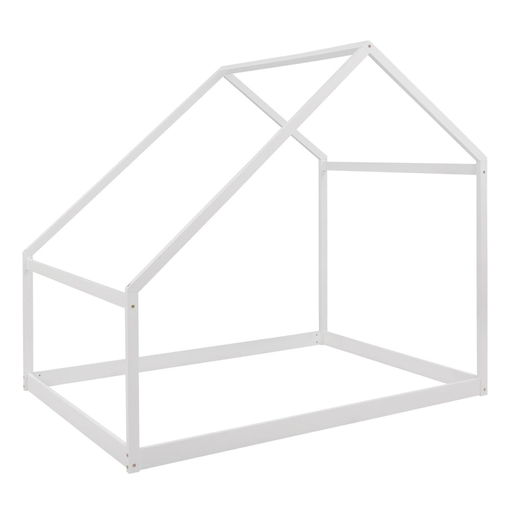 HomeRoots White Wood Full Bed Frame - Modern Design, Durable Support & Elegant Aesthetic for Cozy Bedrooms 672570