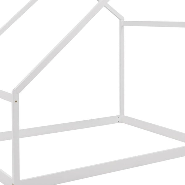 HomeRoots White Wood Full Bed Frame - Modern Design, Durable Support & Elegant Aesthetic for Cozy Bedrooms 672570