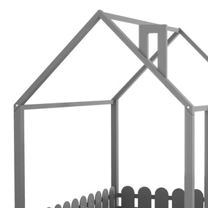 HomeRoots Gray Wood Full Bed Frame - Modern Platform Design with Sturdy Slats for Stylish, Comfortable Sleep 672571