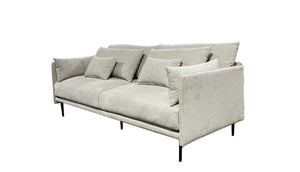 HomeRoots 85" Beige Fabric Sofa with Solid Wood Frame & Tufted Cushions - Stylish Comfort & Modern Design 672575