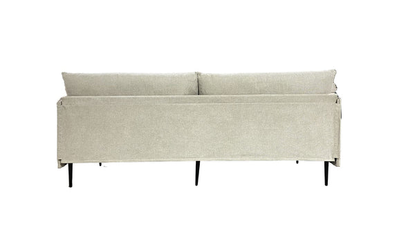 HomeRoots 85" Beige Fabric Sofa with Solid Wood Frame & Tufted Cushions - Stylish Comfort & Modern Design 672575