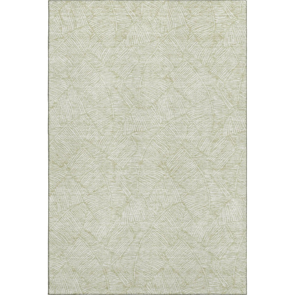HomeRoots 5' Artichoke Green & Ivory Floral Washable Area Rug – UV Protected, Durable & Stylish Home Accent 672577
