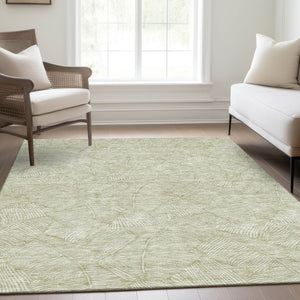 HomeRoots 5' Artichoke Green & Ivory Floral Washable Area Rug – UV Protected, Durable & Stylish Home Accent 672577
