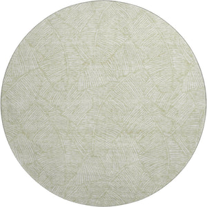 HomeRoots 8' Artichoke Green & Ivory Floral Round Rug - Washable, UV-Protected & Stain-Resistant for Versatile Style 672578
