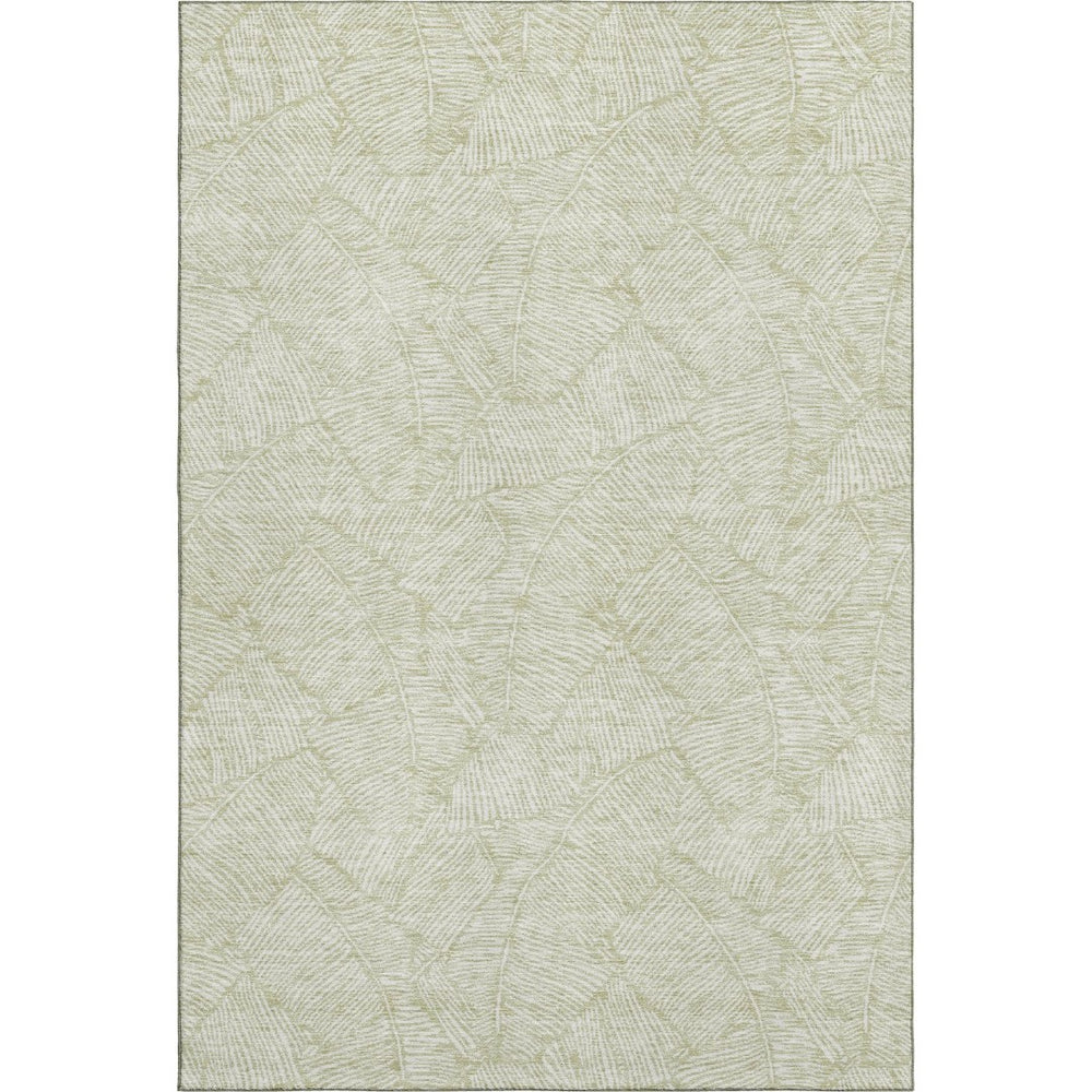 HomeRoots 9' X 12' Artichoke Green Floral Area Rug – Washable, UV-Protected, Stain-Resistant Beauty for Homes 672580