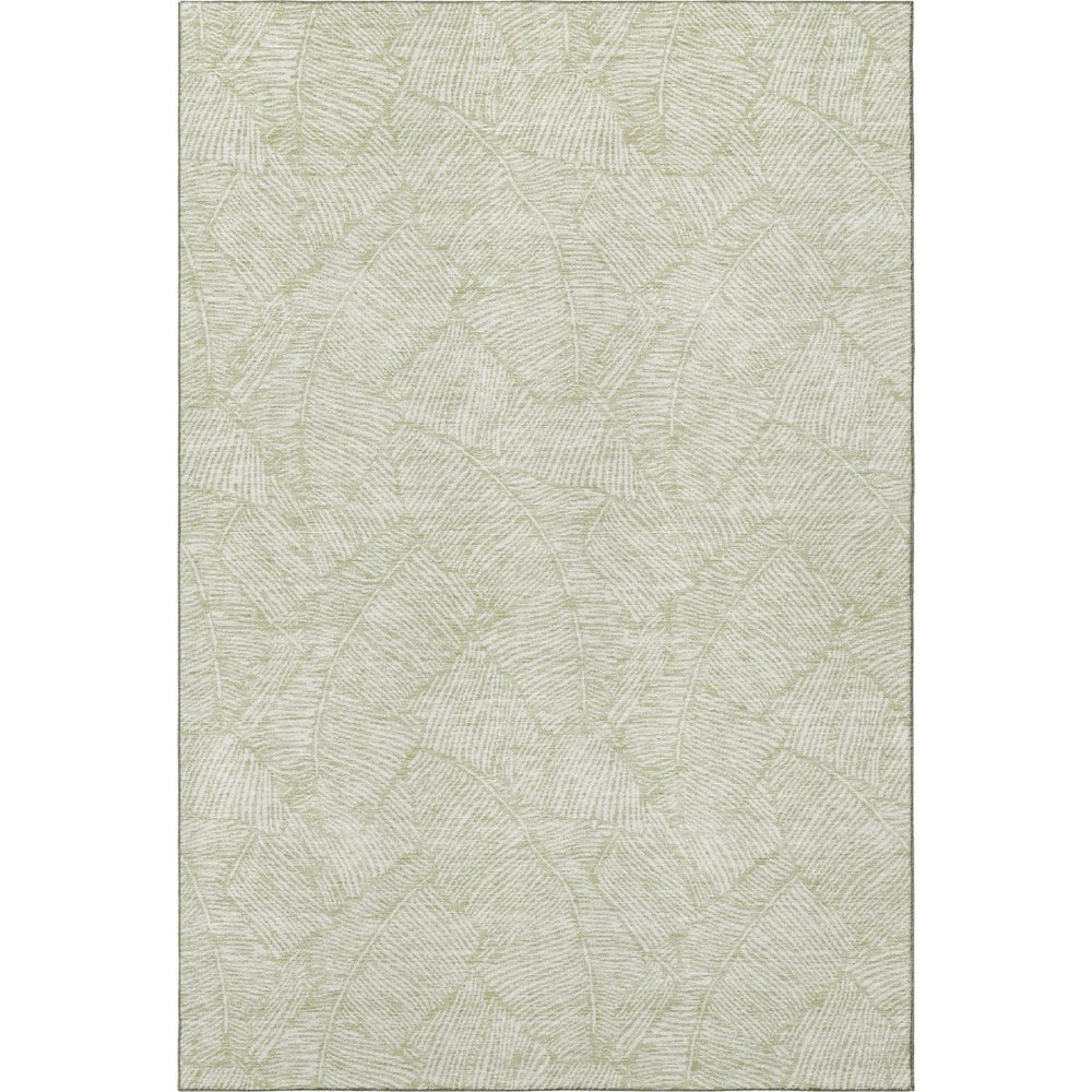 HomeRoots 9' X 12' Artichoke Green Floral Area Rug – Washable, UV-Protected, Stain-Resistant Beauty for Homes 672580