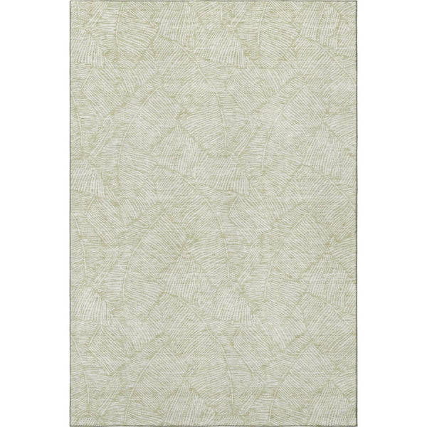 HomeRoots 9' X 12' Artichoke Green Floral Area Rug – Washable, UV-Protected, Stain-Resistant Beauty for Homes 672580