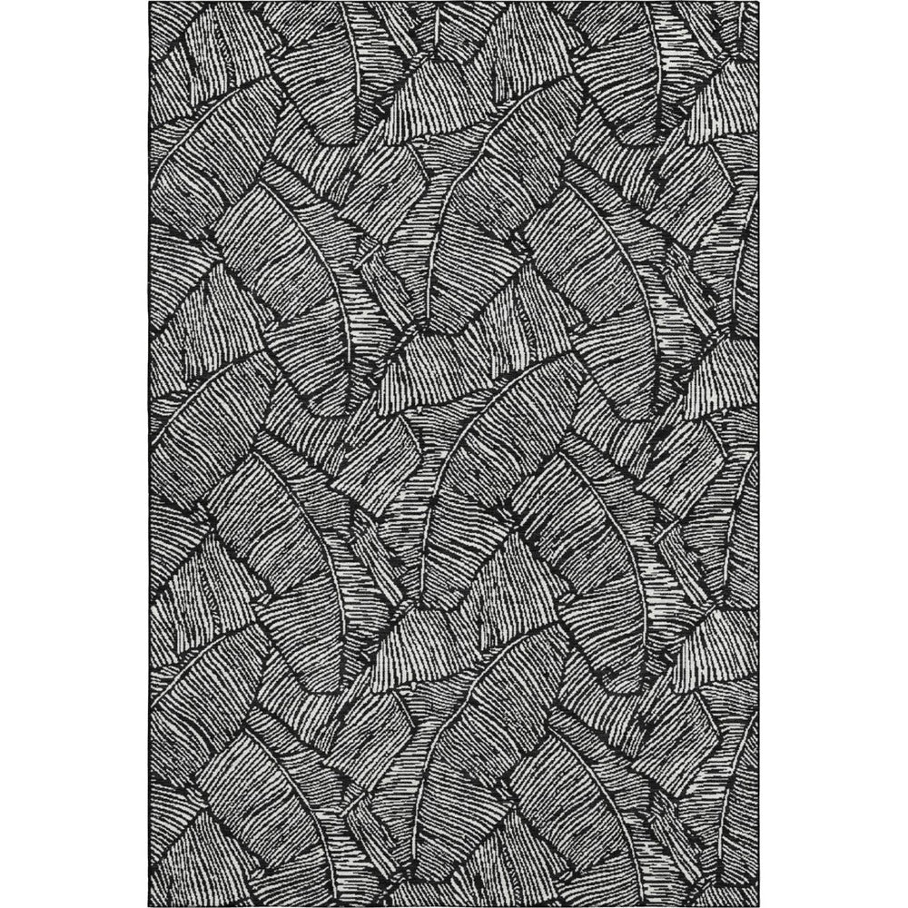 HomeRoots 5' X 8' Black And Ivory Floral Area Rug - Washable, UV Protected, Durable for Homes with Kids & Pets 672583