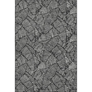 HomeRoots 9' X 12' Black And Ivory Floral Area Rug – Durable, Washable, UV-Protected for High-Traffic Spaces 672586