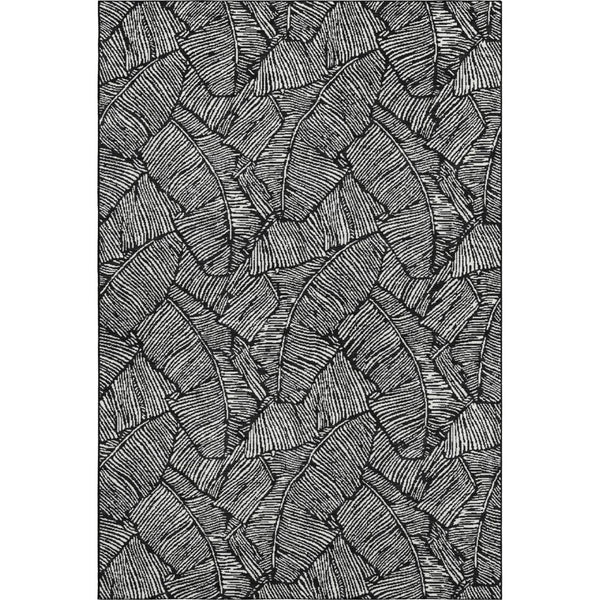 HomeRoots 9' X 12' Black And Ivory Floral Area Rug – Durable, Washable, UV-Protected for High-Traffic Spaces 672586