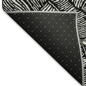 HomeRoots 9' X 12' Black And Ivory Floral Area Rug – Durable, Washable, UV-Protected for High-Traffic Spaces 672586