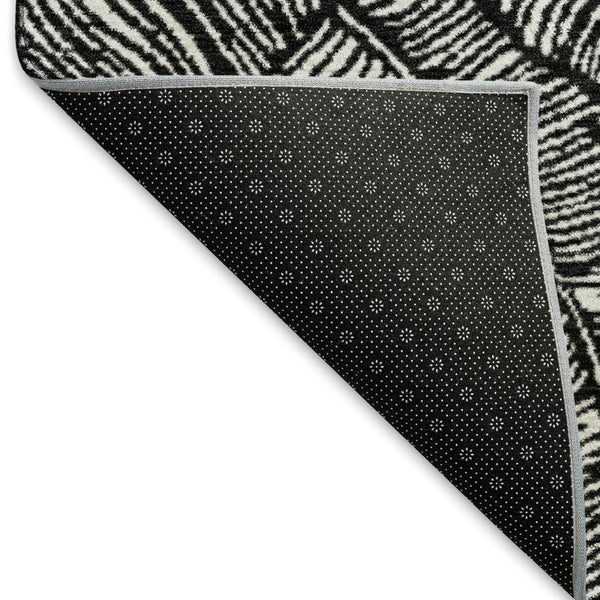 HomeRoots 9' X 12' Black And Ivory Floral Area Rug – Durable, Washable, UV-Protected for High-Traffic Spaces 672586