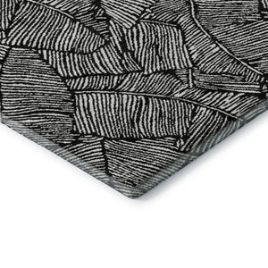 HomeRoots 9' X 12' Black And Ivory Floral Area Rug – Durable, Washable, UV-Protected for High-Traffic Spaces 672586