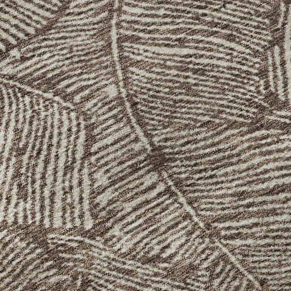 HomeRoots 8' Brown and Beige Floral Washable Round Rug - Durable, UV-Protected, Ideal for Homes with Kids & Pets 672590