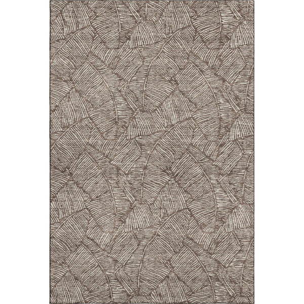 HomeRoots 9' X 12' Brown and Beige Floral Area Rug - Washable, Stain-Resistant, UV Protected for Homes with Pets 672592