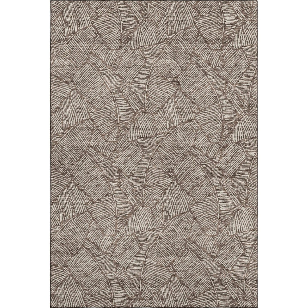 HomeRoots 10' X 14' Brown Floral Area Rug - Washable, UV-Protected, Durable Design for Busy Homes & Sunlit Rooms 672593