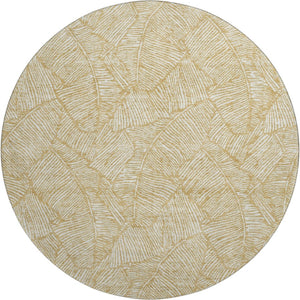 HomeRoots 8' Gold and Ivory Floral Area Rug - Washable, UV-Protected, Durable Design for Any Room Decor 672596