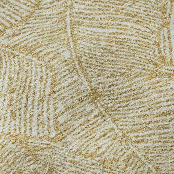 HomeRoots 8' Gold and Ivory Floral Area Rug - Washable, UV-Protected, Durable Design for Any Room Decor 672596