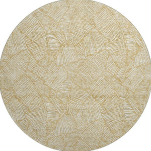HomeRoots 8' Gold and Ivory Floral Area Rug - Washable, UV-Protected, Durable Design for Any Room Decor 672596