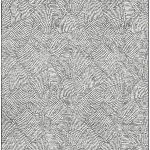 HomeRoots 8' X 10' Gray and Ivory Floral Washable Area Rug – Durable, UV-Protected Design for Any Room! 672603