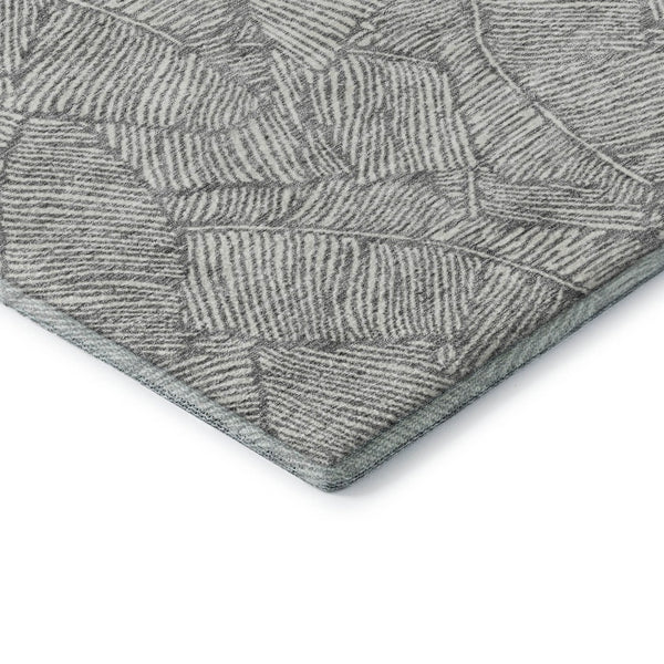 HomeRoots 10' Gray and Ivory Floral Area Rug - Washable, UV Protected, Stain Resistant for Family Homes 672605
