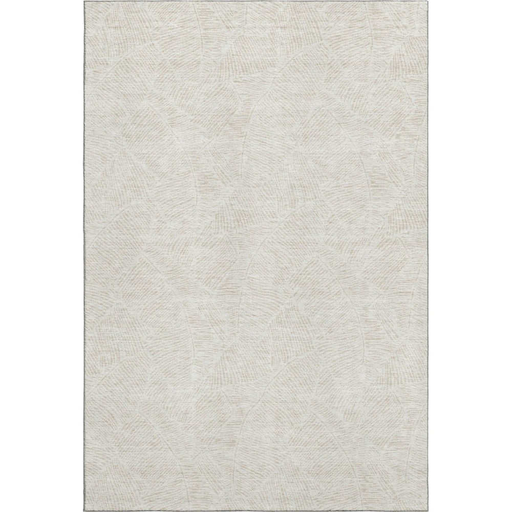HomeRoots 5' X 8' Ivory Beige Floral Area Rug - Washable, UV Protected, Stain-Resistant, Family-Friendly Design 672613
