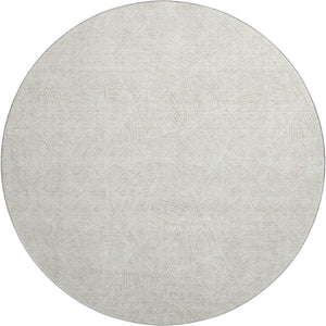 HomeRoots 8' Ivory and Beige Floral Round Rug - Washable, UV Protected, Durable for Busy Homes and Families 672614