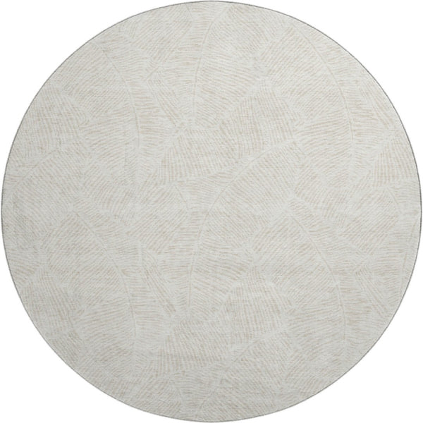 HomeRoots 8' Ivory and Beige Floral Round Rug - Washable, UV Protected, Durable for Busy Homes and Families 672614