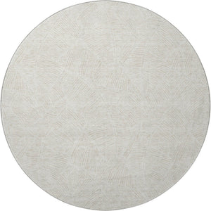 HomeRoots 8' Ivory and Beige Floral Round Rug - Washable, UV Protected, Durable for Busy Homes and Families 672614
