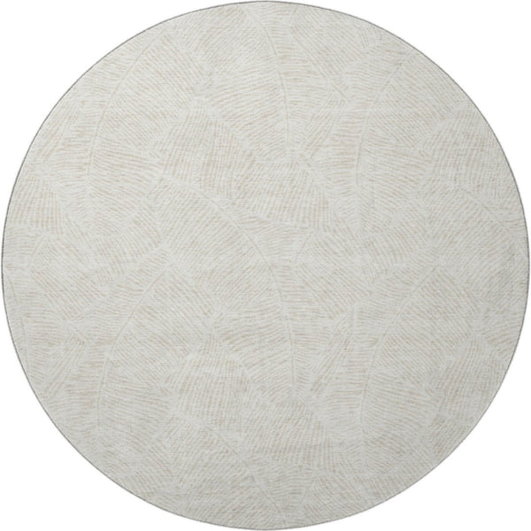 HomeRoots 8' Ivory and Beige Floral Round Rug - Washable, UV Protected, Durable for Busy Homes and Families 672614