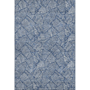 HomeRoots 10' X 14' Navy Blue and Ivory Floral Area Rug - Washable, UV-Protected, Stain Resistant, Durable Design 672623