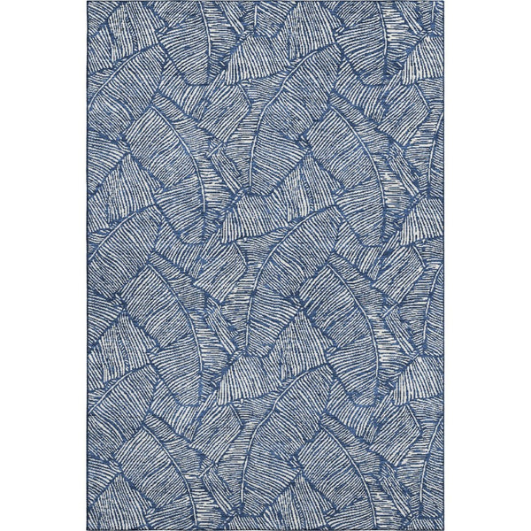 HomeRoots 10' X 14' Navy Blue and Ivory Floral Area Rug - Washable, UV-Protected, Stain Resistant, Durable Design 672623