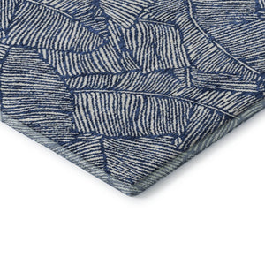 HomeRoots 10' X 14' Navy Blue and Ivory Floral Area Rug - Washable, UV-Protected, Stain Resistant, Durable Design 672623
