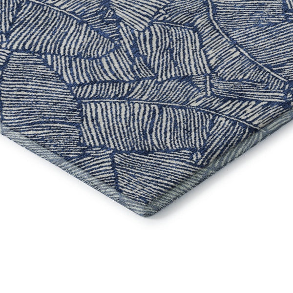 HomeRoots 10' X 14' Navy Blue and Ivory Floral Area Rug - Washable, UV-Protected, Stain Resistant, Durable Design 672623