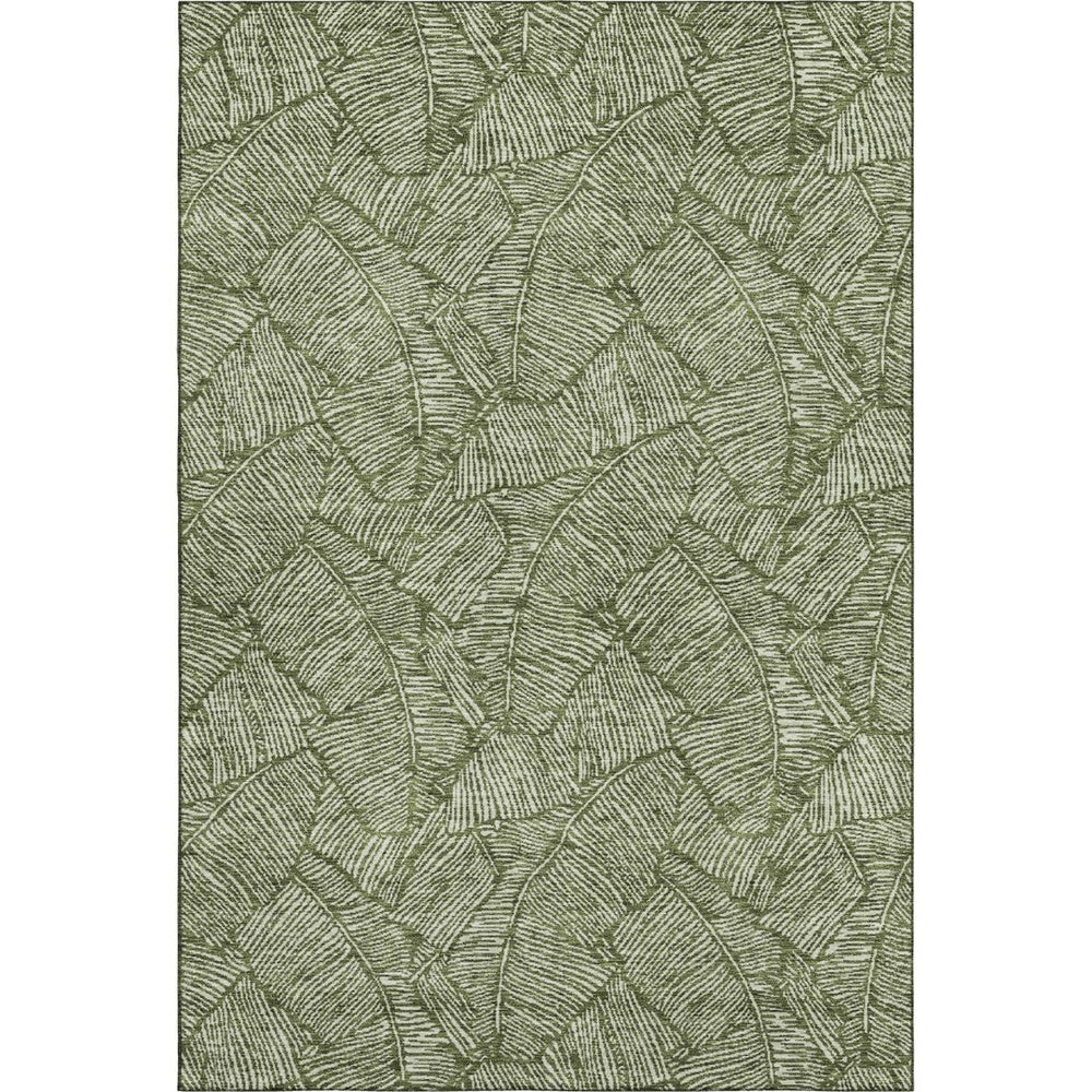 HomeRoots 5' X 8' Olive Green Floral Area Rug – Washable, UV Protected, Stain Resistant for Busy Homes 672625