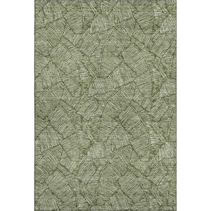 HomeRoots 5' X 8' Olive Green Floral Area Rug – Washable, UV Protected, Stain Resistant for Busy Homes 672625