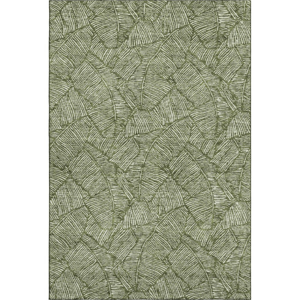 HomeRoots 9' X 12' Olive Green & Ivory Floral Area Rug - Washable, UV Protected, Stain Resistant, Durable Design 672628