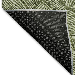HomeRoots 9' X 12' Olive Green & Ivory Floral Area Rug - Washable, UV Protected, Stain Resistant, Durable Design 672628