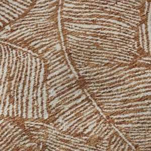 HomeRoots 8' Washable Round Rug in Rust & Beige Floral Design - UV Protected, Stain Resistant for Family Homes 672632
