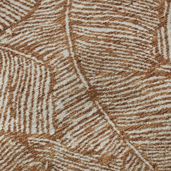 HomeRoots 8' Washable Round Rug in Rust & Beige Floral Design - UV Protected, Stain Resistant for Family Homes 672632