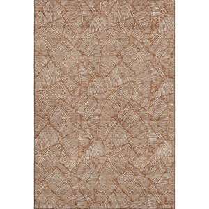 HomeRoots 8' X 10' Floral Area Rug in Rust & Beige - Washable, UV Protected, Stain-Resistant & Durable Design 672633