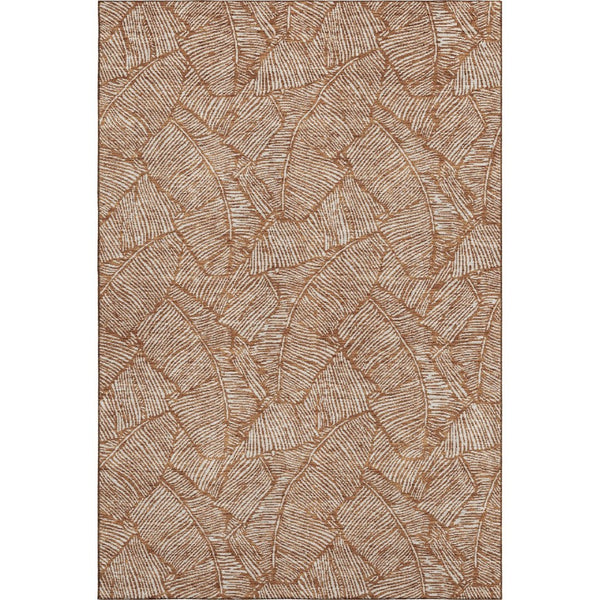 HomeRoots 8' X 10' Floral Area Rug in Rust & Beige - Washable, UV Protected, Stain-Resistant & Durable Design 672633